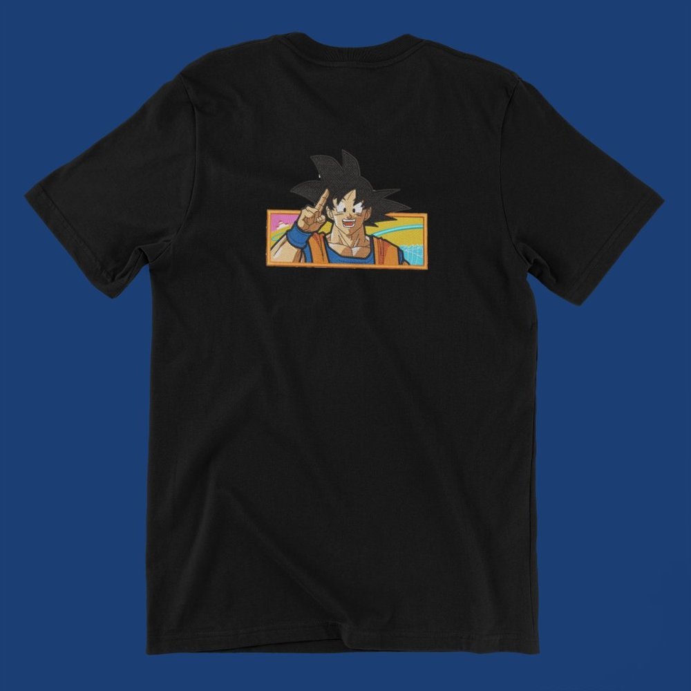New- White&black Embroidered anime box T-shirt